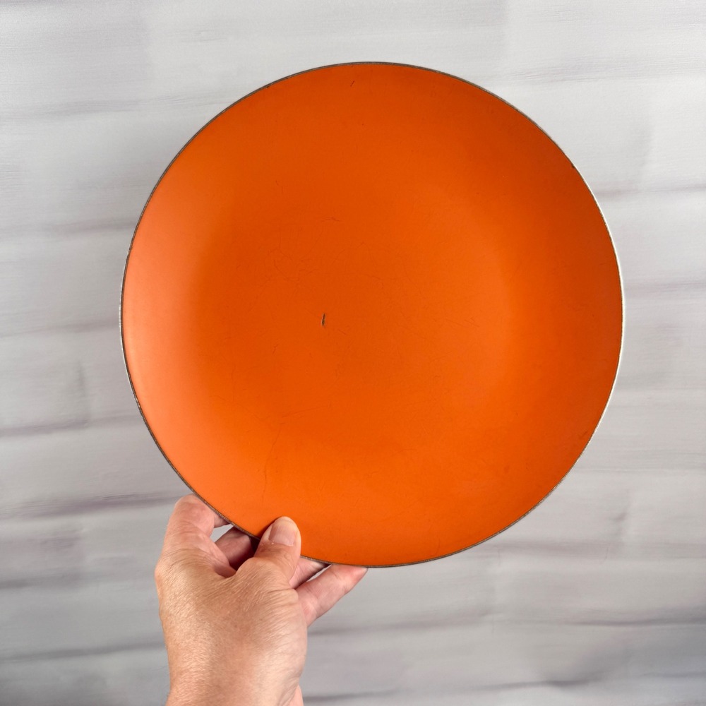 Cathrineholm Orange Enamel Stainless Steel Plate Norway Mid Century Modern 10"